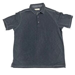 Tommy Bahama‎ Polo Shirt Gray Heather Contrast Stitching Casual Mens XL
